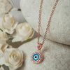 Rose Gold Evil Eye Pendant with Chain