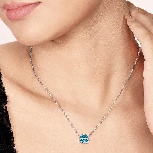 Silver Aqua Bliss Pendant with Chain