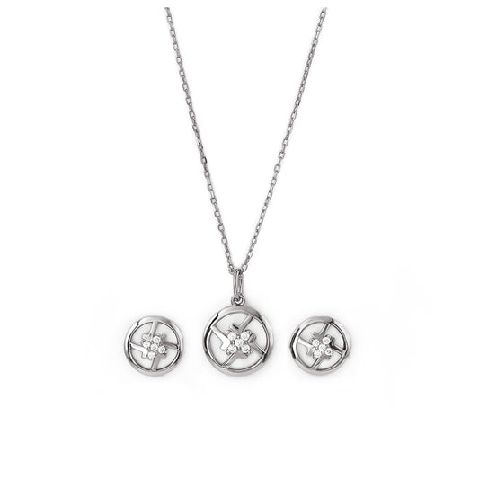 Silver Bouquet Pendant Set