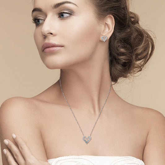 Silver Digital Love Pendant Set