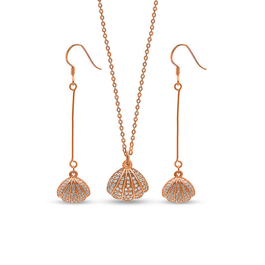 Rose Gold Open Shell Pendant Set