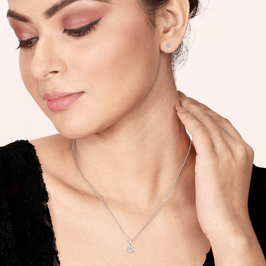 Silver Solitaire Dream 4 mm Earrings with 6 mm Pendant Set