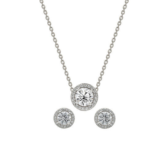 Silver Crystal Gloss Necklace Set