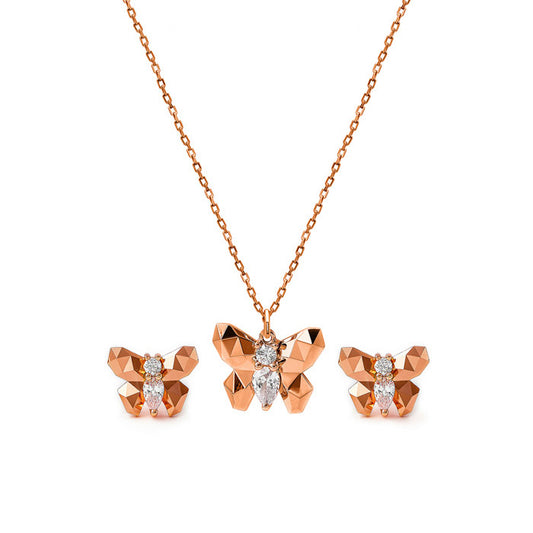 Rose Gold Flutter Pendant Set