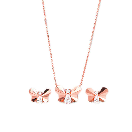 Rose Gold Social Butterfly Pendant Set