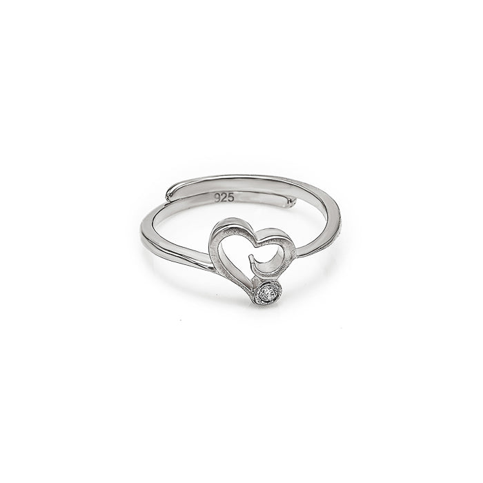 Silver Single Heart Adjustable Ring - Buy Now From Silberry