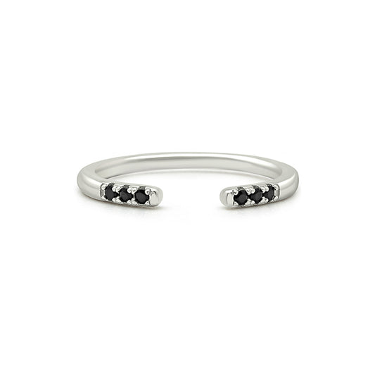 Silver Black Arc Ring