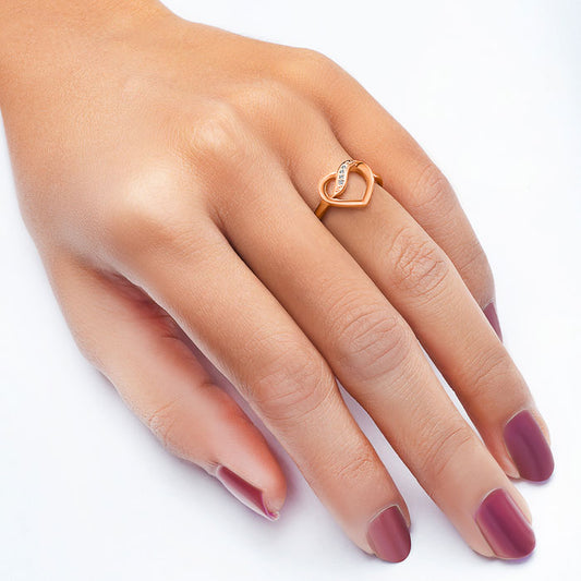 Rose Gold Heart Swirl Ring