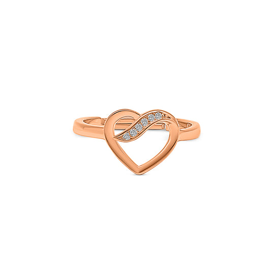 Rose Gold Heart Swirl Ring