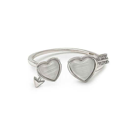 Silver Whispering Hearts Ring