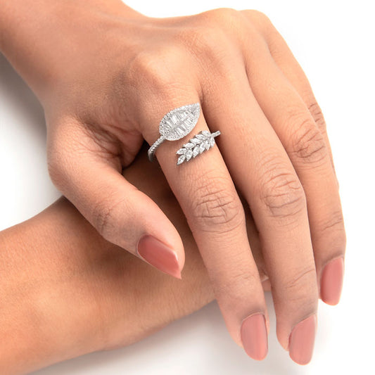 Silver Autumn Leaf Ring