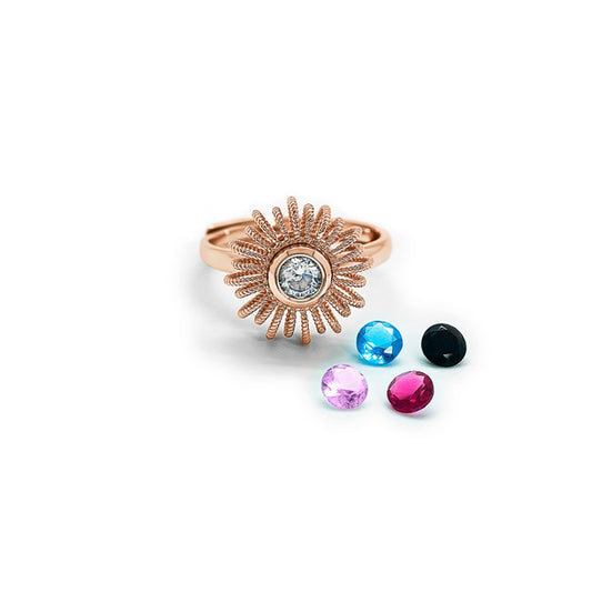 Rose Gold Colour Bloom Ring (5 in 1 Crystal)