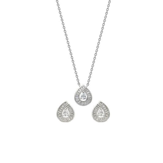 Silver Princess Diana Necklace Set