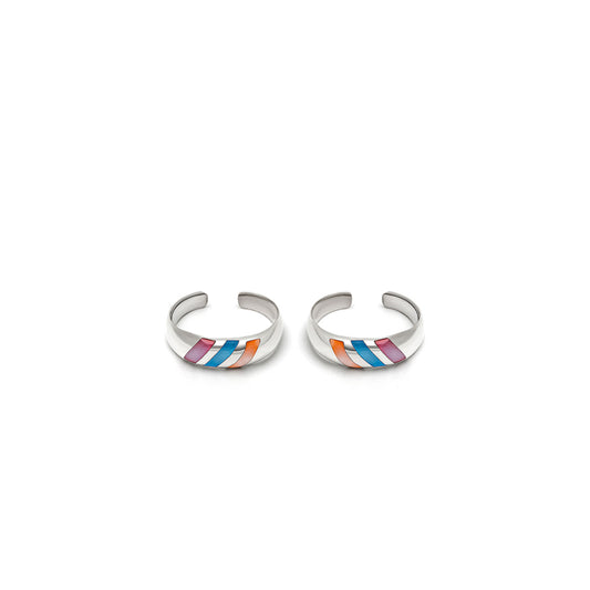 Silver Colour Lined Toe Rings (MOP)