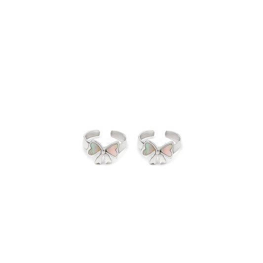 Silver Colour Bow Toe Rings (MOP)