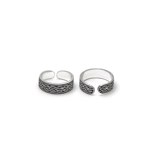 Silver Oxi Zig Zig Toe Rings