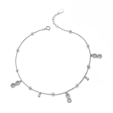 Silver Dangling Infinity Anklet