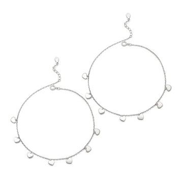Silver Heartly Pair of Anklets