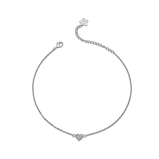 Silver Royal Heart Anklet