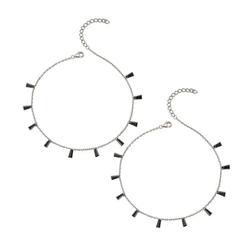 Silver Radiant Pair of Anklets (Black)