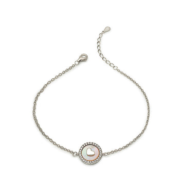 Silver Dainty Heart Bracelet (MOP)
