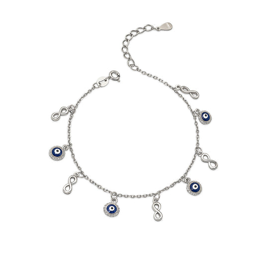 Silver Infinity Evil Eye Bracelet