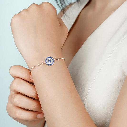 Silver Centre Evil Eye Bracelet