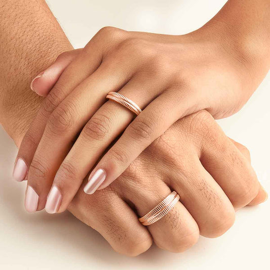 Rose Gold Love Path Couple Rings