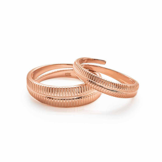 Rose Gold Love Path Couple Rings