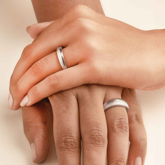 Silver Love Band Couple Rings