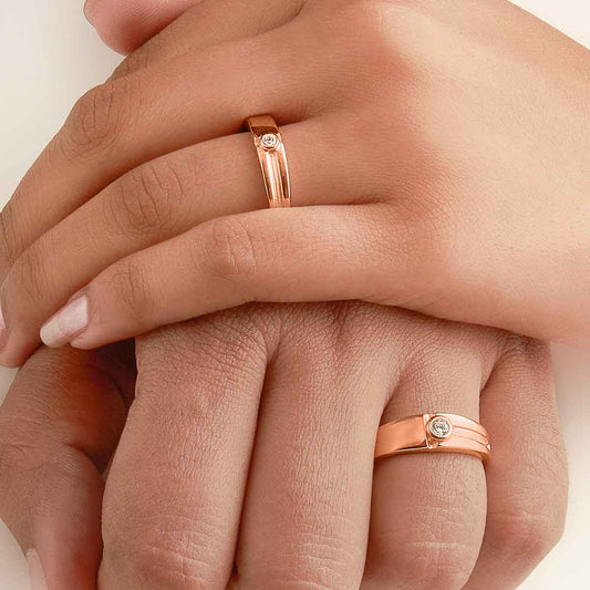 Rose Gold Young Love Couple Rings