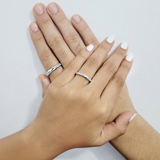 Silver Forever Linked Couple Rings