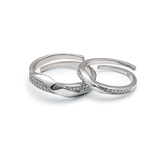 Silver Forever Linked Couple Rings