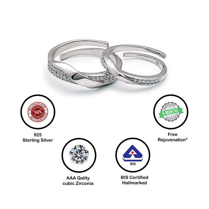 Buy the Silver Forever Linked Couple Rings Silberry