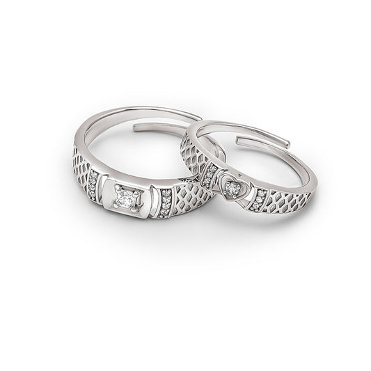 Silver Embraced Couple Rings