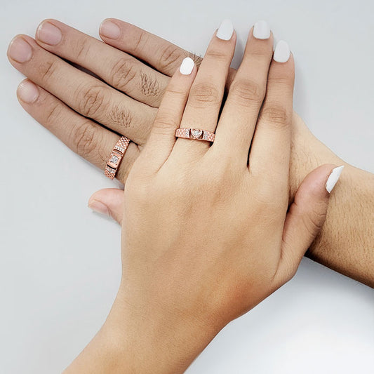 Rose Gold Embraced Couple Rings