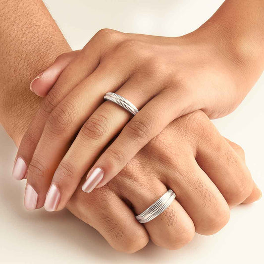 Silver Love Path Couple Rings