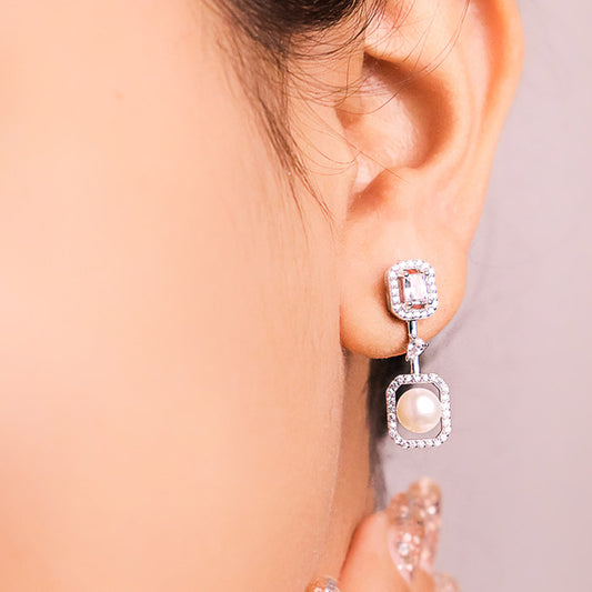 Silver Precious Pearl Earrings