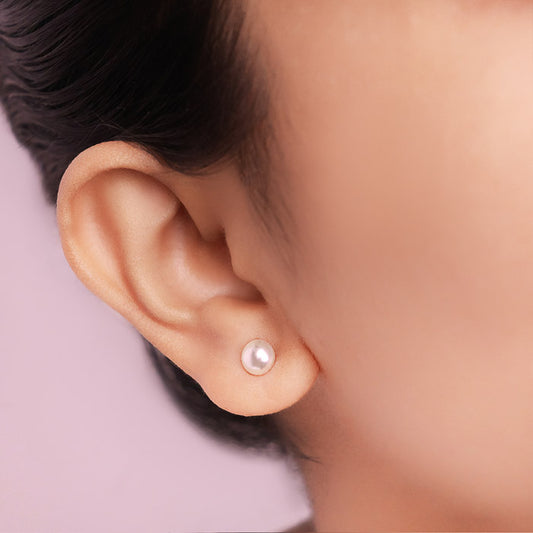 Silver Creame Pearl 6mm Earring