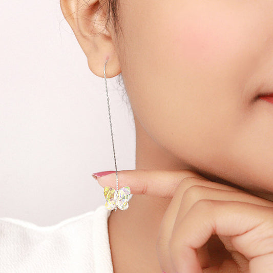 Silver White Butterfly Earrings