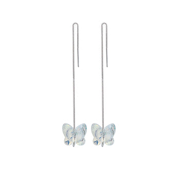 Silver White Butterfly Earrings