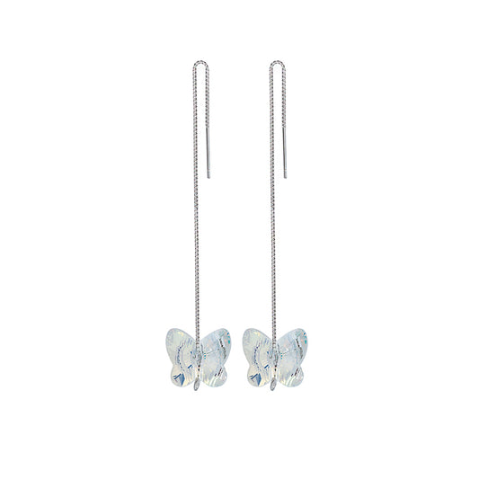 Silver White Butterfly Swarovski Earrings