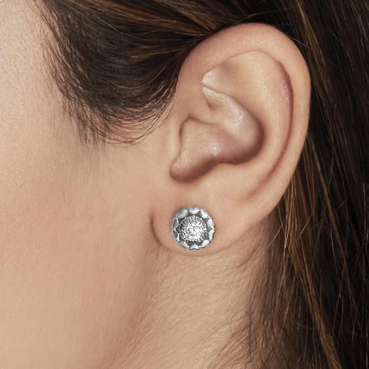 Silver Wheel Of Heart Earrings (5 in 1 Crystal)