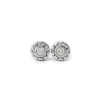 Silver Wheel Of Heart Earrings (5 in 1 Crystal)