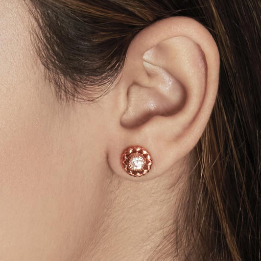 Rose Gold Wheel Of Heart Earrings (5 in 1 Crystal)