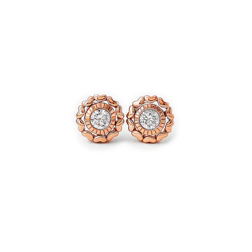 Rose Gold Wheel Of Heart Earrings (5 in 1 Crystal)