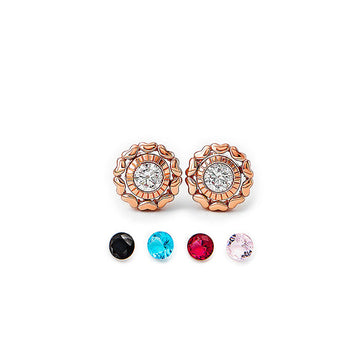 Rose Gold Wheel Of Heart Earrings (5 in 1 Crystal)