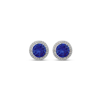 Silver Blue Eternity Round Studs