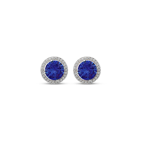 Silver Blue Eternity Round Studs