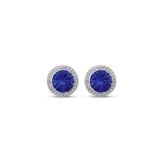 Silver Blue Eternity Round Studs